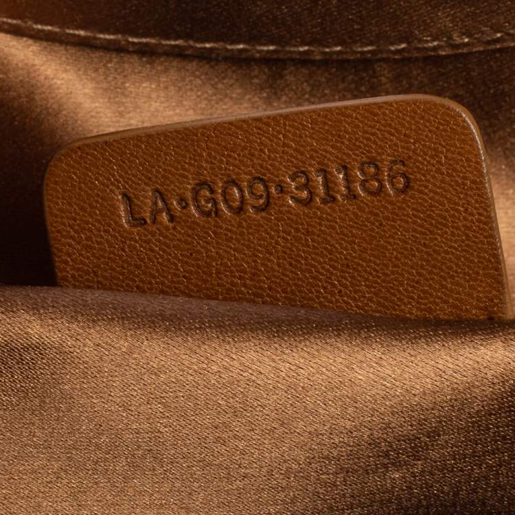 Pre Owned Bvlgari Metallic Brown Pleated Satin Clutch