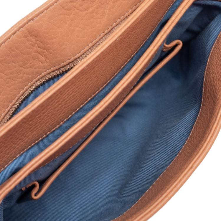 Pre Owned Bvlgari Beige Leather Monette Flap Top Handle Bag