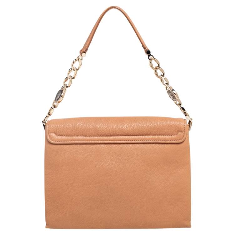 Pre Owned Bvlgari Beige Leather Monette Flap Top Handle Bag