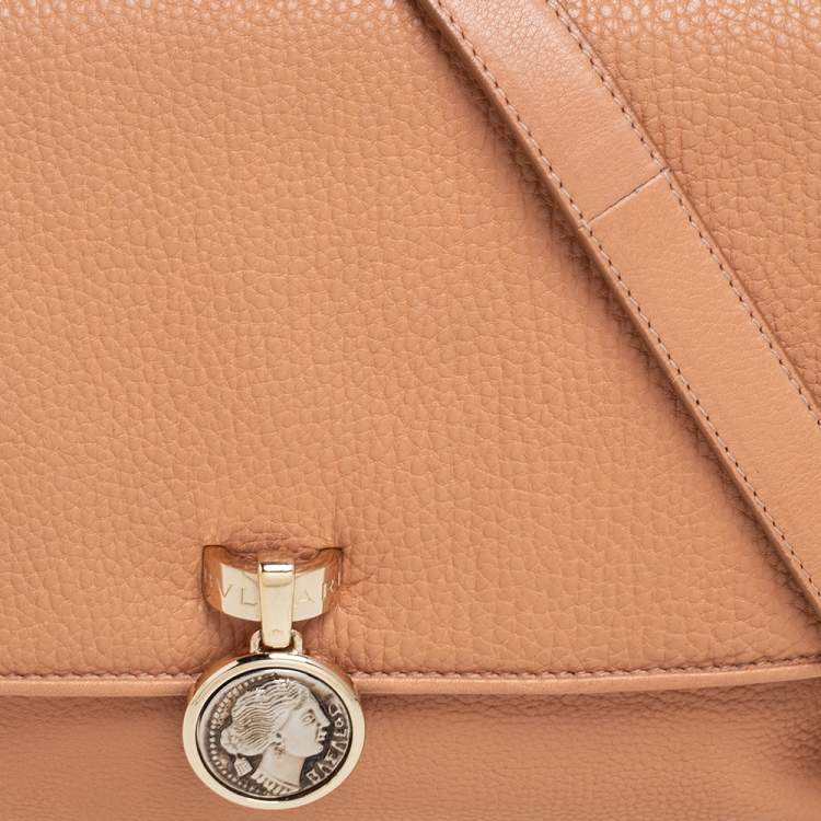 Pre Owned Bvlgari Beige Leather Monette Flap Top Handle Bag
