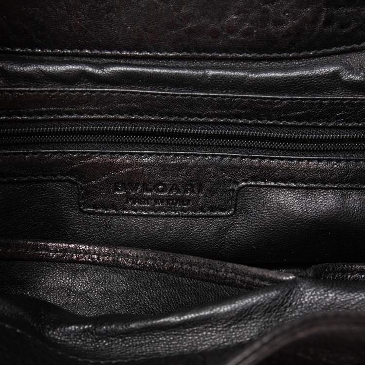 Pre Owned Bvlgari Black Textured Leather Chandra Hobo