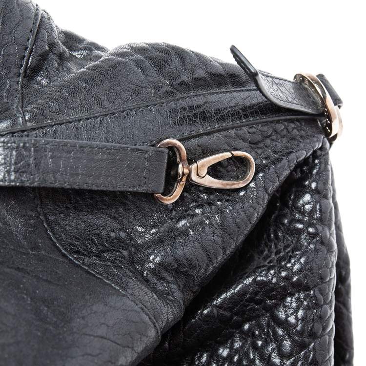 Pre Owned Bvlgari Black Textured Leather Chandra Hobo