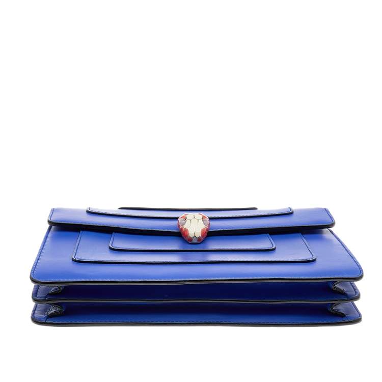 Pre Owned Bvlgari Blue Leather Medium Serpenti Forever Shoulder Bag