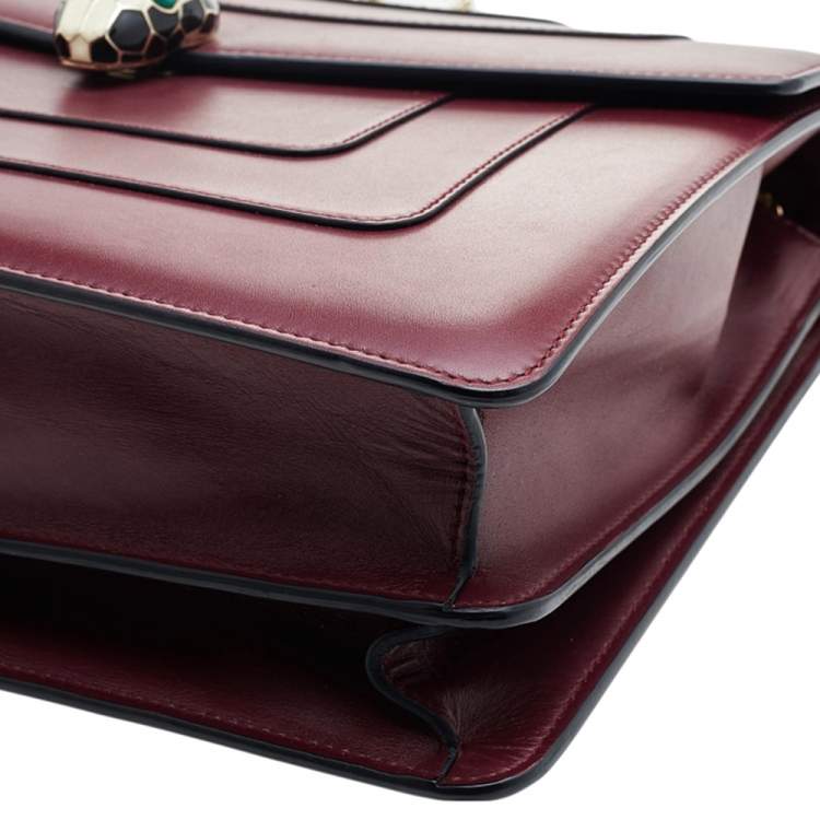 Pre Owned Bvlgari Burgundy Leather Large Serpenti Shoulder Bag