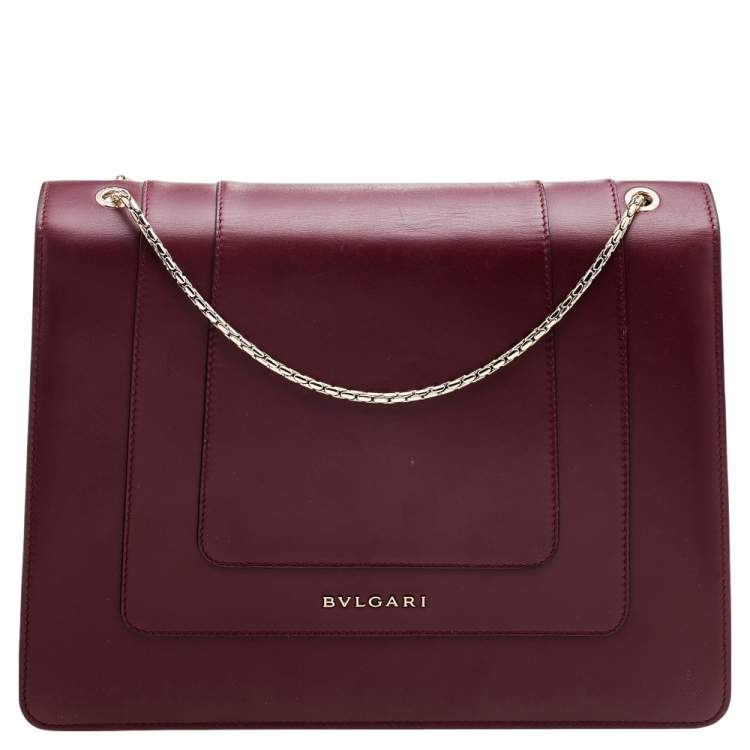 Pre Owned Bvlgari Burgundy Leather Large Serpenti Shoulder Bag