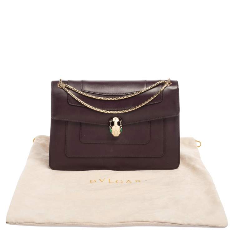 Pre Owned Bvlgari Plum Leather Medium Serpenti Forever Shoulder Bag