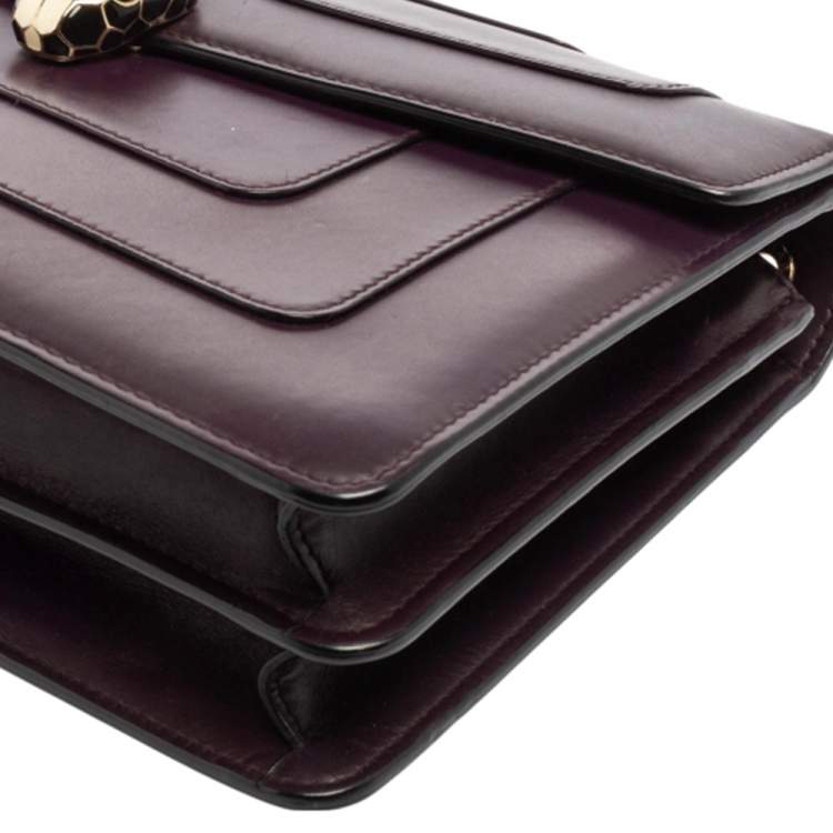 Pre Owned Bvlgari Plum Leather Medium Serpenti Forever Shoulder Bag