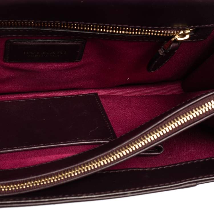 Pre Owned Bvlgari Plum Leather Medium Serpenti Forever Shoulder Bag