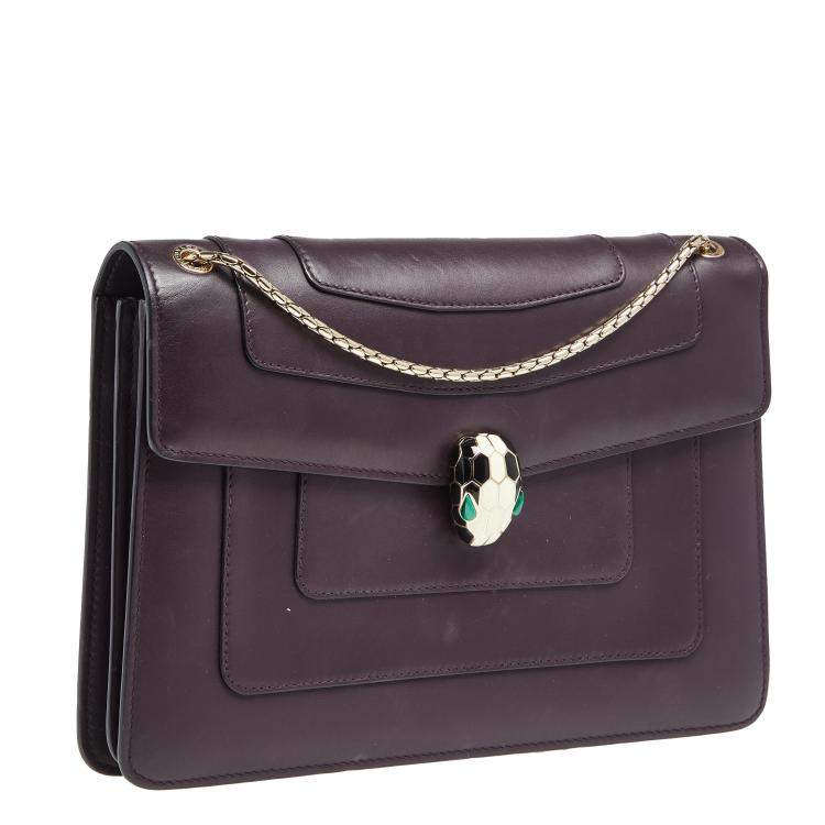 Pre Owned Bvlgari Plum Leather Medium Serpenti Forever Shoulder Bag