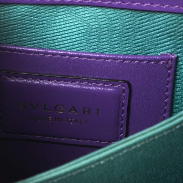 Pre Owned Bvlgari Purple Leather Serpenti Forever Flap Top Handle Bag