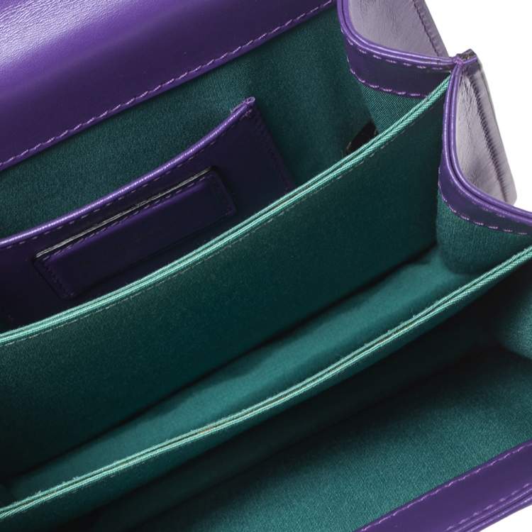 Pre Owned Bvlgari Purple Leather Serpenti Forever Flap Top Handle Bag