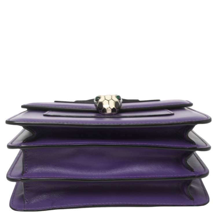 Pre Owned Bvlgari Purple Leather Serpenti Forever Flap Top Handle Bag