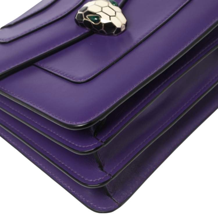 Pre Owned Bvlgari Purple Leather Serpenti Forever Flap Top Handle Bag