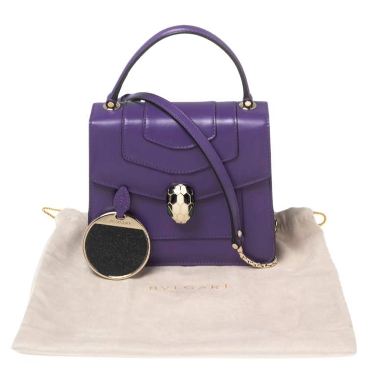 Pre Owned Bvlgari Purple Leather Serpenti Forever Flap Top Handle Bag