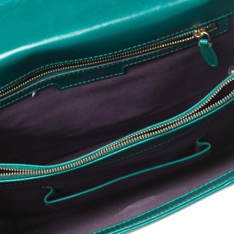 Pre Owned Bvlgari Green Leather Large Serpenti Forever Shoulder Bag