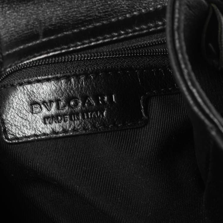 Pre Owned Bvlgari Black Leather Pleated Twit Tote