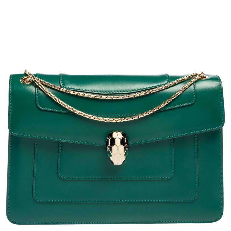 Bvlgari Green Leather Medium Serpenti Forever Shoulder Bag Bvlgari ...