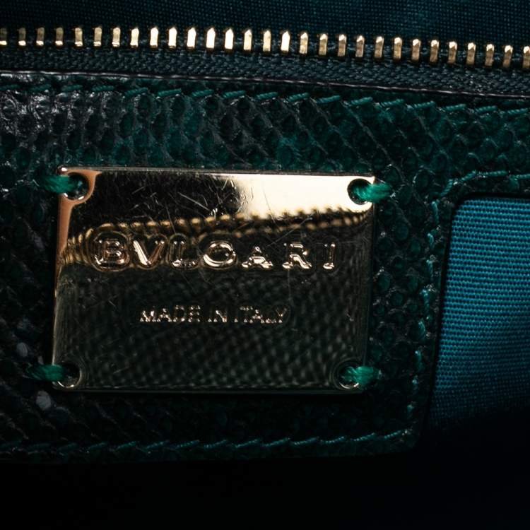Pre Owned Bvlgari Green/Black Karung Medium Serpenti Forever Shoulder Bag
