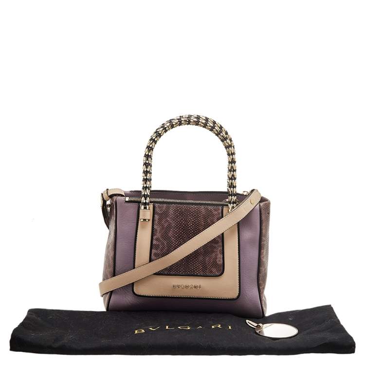 Pre Owned Bvlgari Tri Color Leather and Kurung Serpenti Scaglie Tote