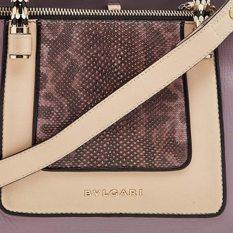 Pre Owned Bvlgari Tri Color Leather and Kurung Serpenti Scaglie Tote
