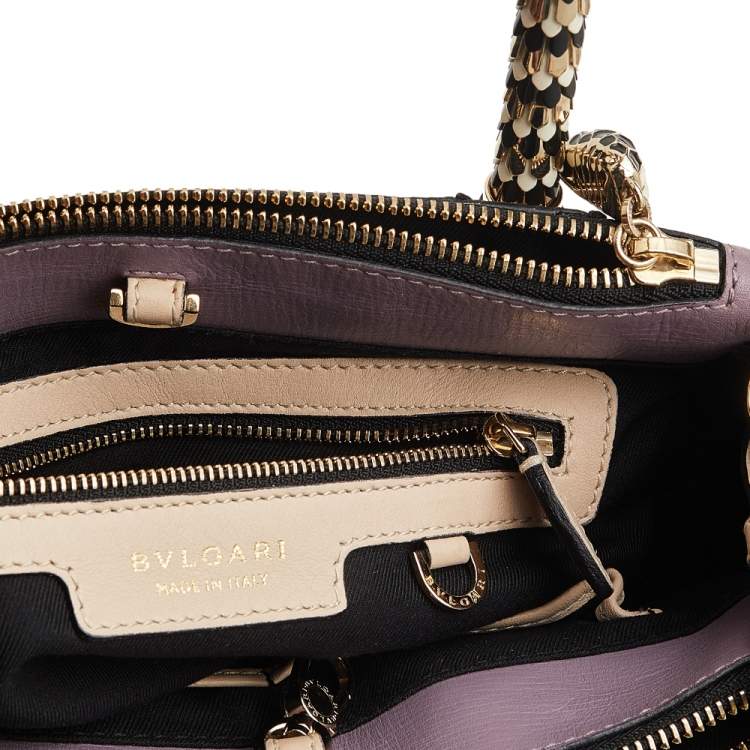Pre Owned Bvlgari Tri Color Leather and Kurung Serpenti Scaglie Tote