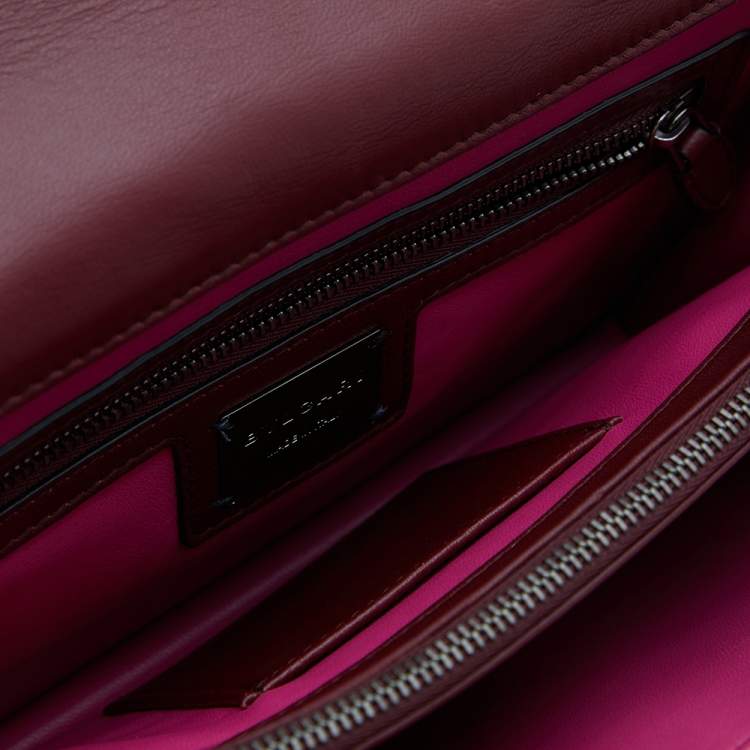 Pre Owned Bvlgari Maroon Leather Medium Studded Serpenti Forever Flap Shoulder Bag