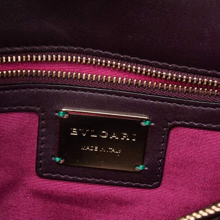 Pre Owned Bvlgari Plum Stingray and Leather Medium Serpenti Forever Shoulder Bag