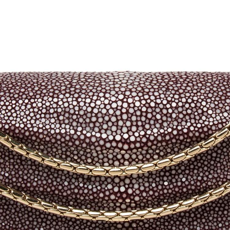 Pre Owned Bvlgari Plum Stingray and Leather Medium Serpenti Forever Shoulder Bag