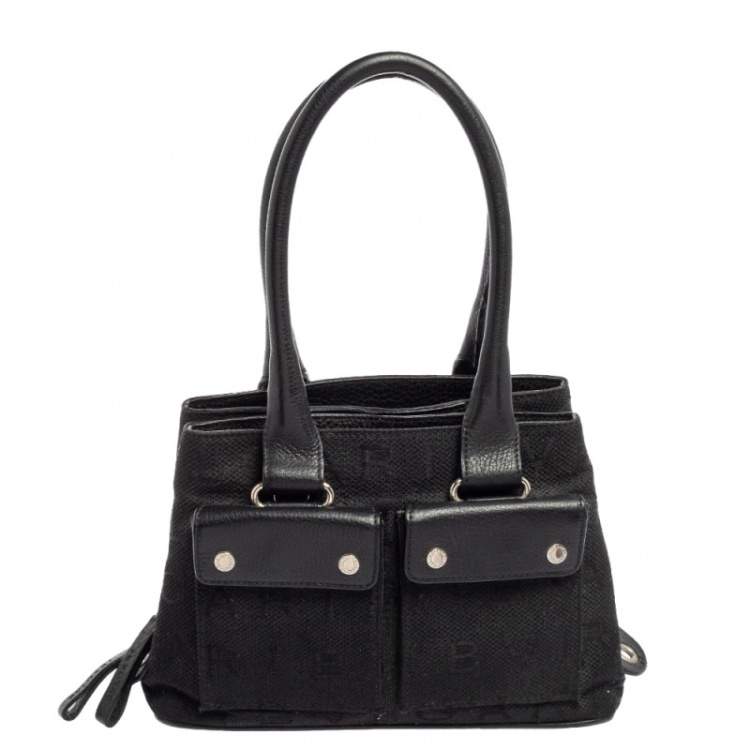 Pre Owned Bvlgari Black Canvas And Leather Front Pocket Satchel