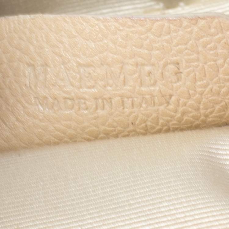 Pre Owned Bvlgari Pink/White Logo Mania Canvas and Leather Baguette Bag