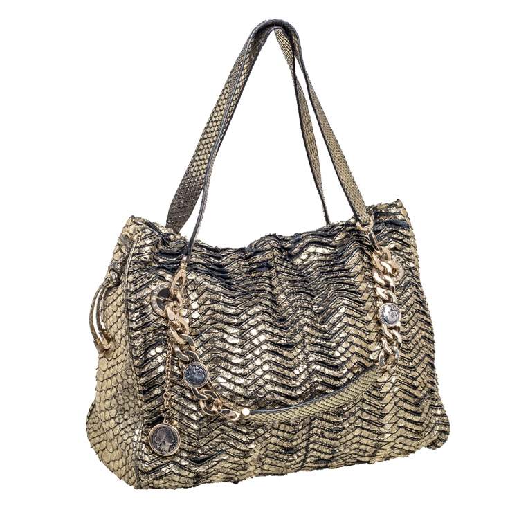 Pre Owned  Bvlgari Gold Python Monete Shoulder Bag