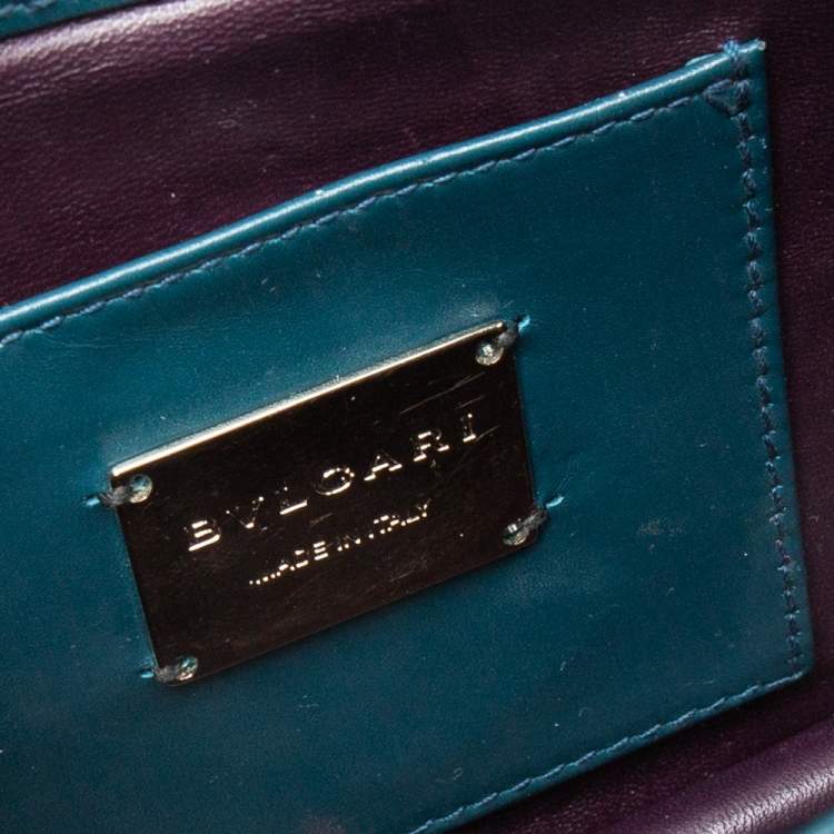 Pre Owned Bvlgari Teal Quilted Scaglie Leather Small Serpenti Forever Shoulder Bag