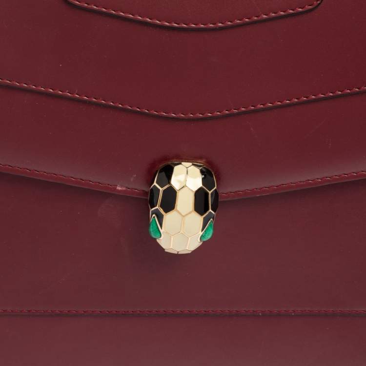 Pre Owned Bvlgari Burgundy Leather Serpenti Forever Top Handle Bag
