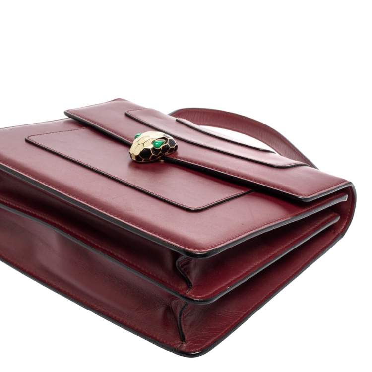 Pre Owned Bvlgari Burgundy Leather Serpenti Forever Top Handle Bag