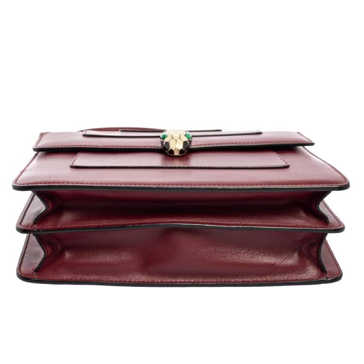 Pre Owned Bvlgari Burgundy Leather Serpenti Forever Top Handle Bag