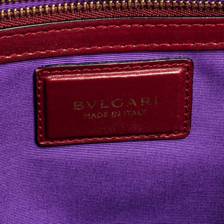 Pre Owned Bvlgari Burgundy Leather Serpenti Forever Top Handle Bag