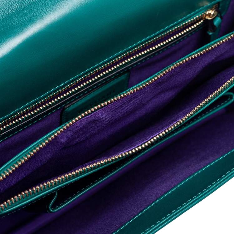 Pre Owned Bvlgari Green Leather Medium Serpenti Forever Shoulder Bag
