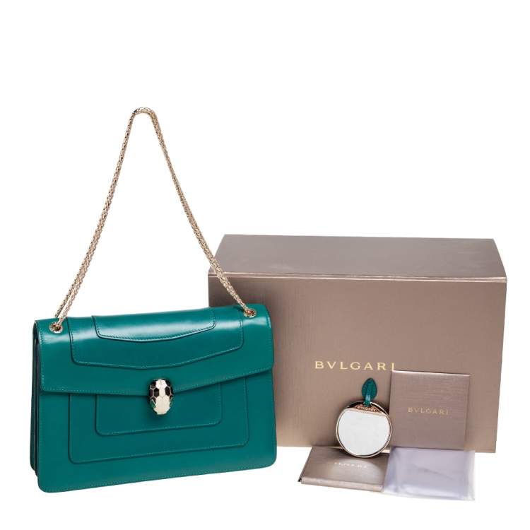 Pre Owned Bvlgari Green Leather Medium Serpenti Forever Shoulder Bag