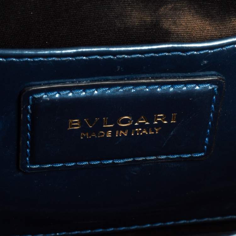 Pre Owned Bvlgari Metallic Blue Patent Leather Serpenti Forever Shoulder Bag