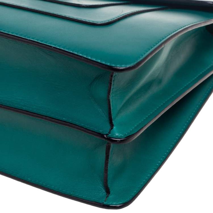 Pre Owned Bvlgari Green Leather Large Serpenti Forever Shoulder Bag