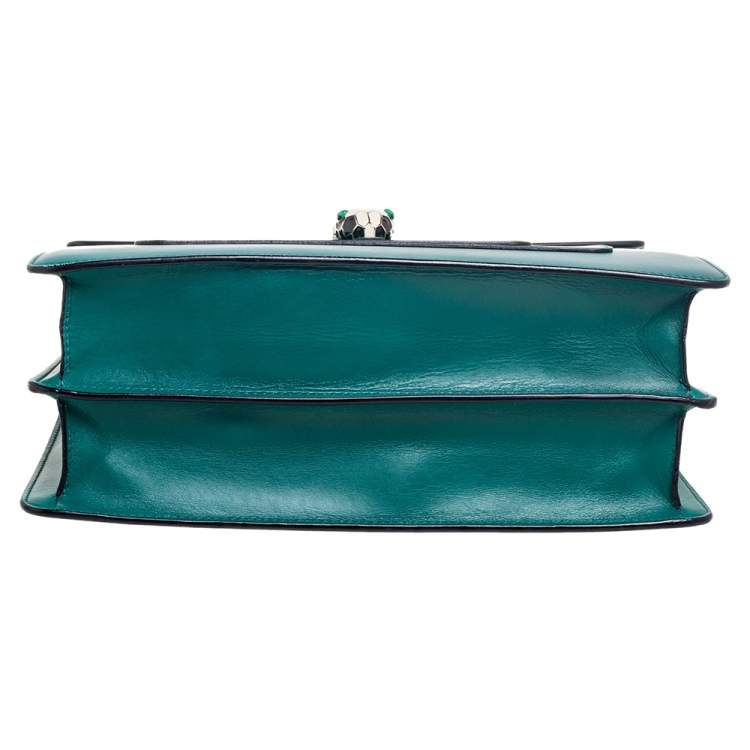Pre Owned Bvlgari Green Leather Large Serpenti Forever Shoulder Bag