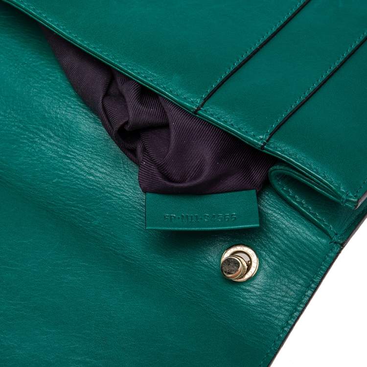 Pre Owned Bvlgari Green Leather Small Serpenti Forever Shoulder Bag