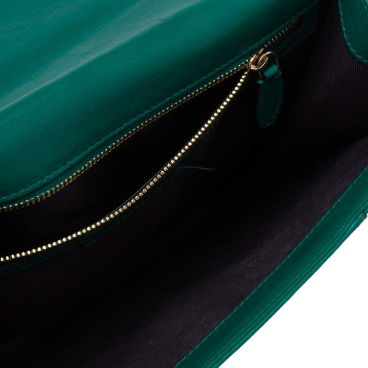 Pre Owned Bvlgari Green Leather Small Serpenti Forever Shoulder Bag