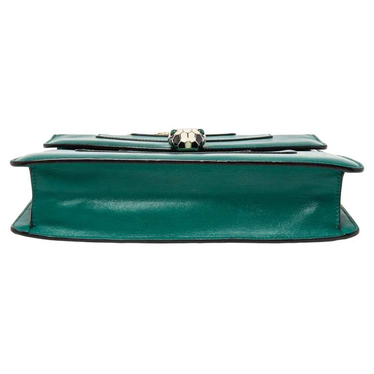 Pre Owned Bvlgari Green Leather Small Serpenti Forever Shoulder Bag
