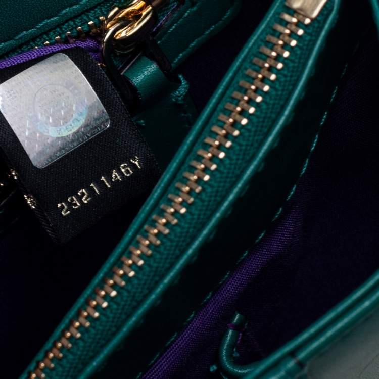Pre Owned Bvlgari Emerald Green Leather Medium Serpenti Forever Shoulder Bag