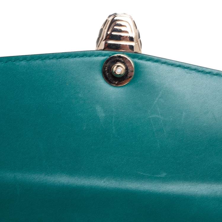 Pre Owned Bvlgari Emerald Green Leather Medium Serpenti Forever Shoulder Bag
