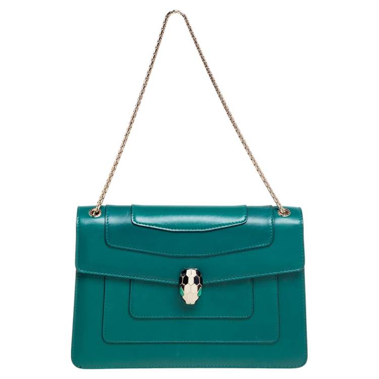 Bvlgari Emerald Green Leather Medium Serpenti Forever Shoulder Bag ...