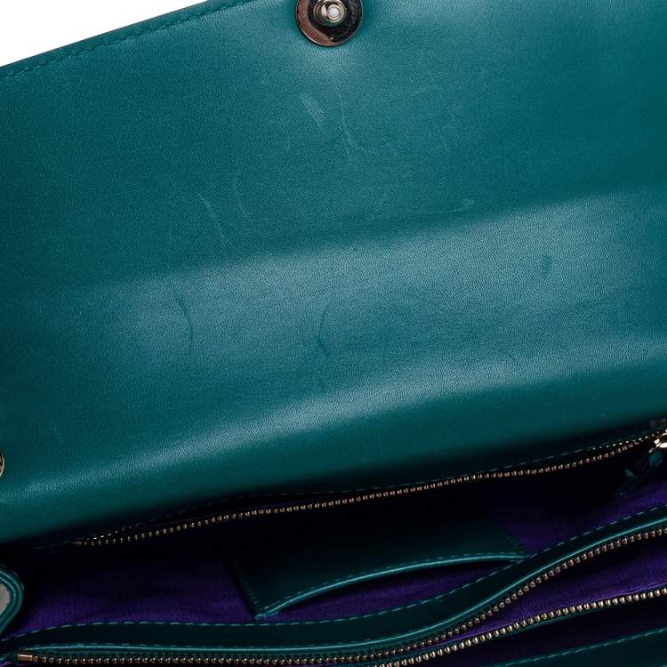 Pre Owned Bvlgari Emerald Green Leather Medium Serpenti Forever Shoulder Bag