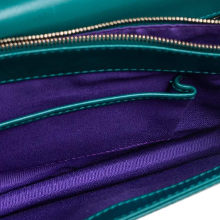Pre Owned Bvlgari Emerald Green Leather Medium Serpenti Forever Shoulder Bag