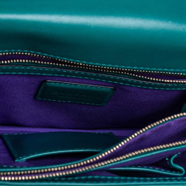 Pre Owned Bvlgari Emerald Green Leather Medium Serpenti Forever Shoulder Bag